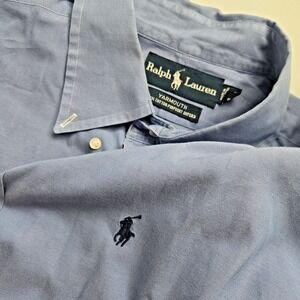Ralph Lauren Men Button Down Shirt Long Sleeve Blue 17‎ Yarmouth Pinpoint Oxford